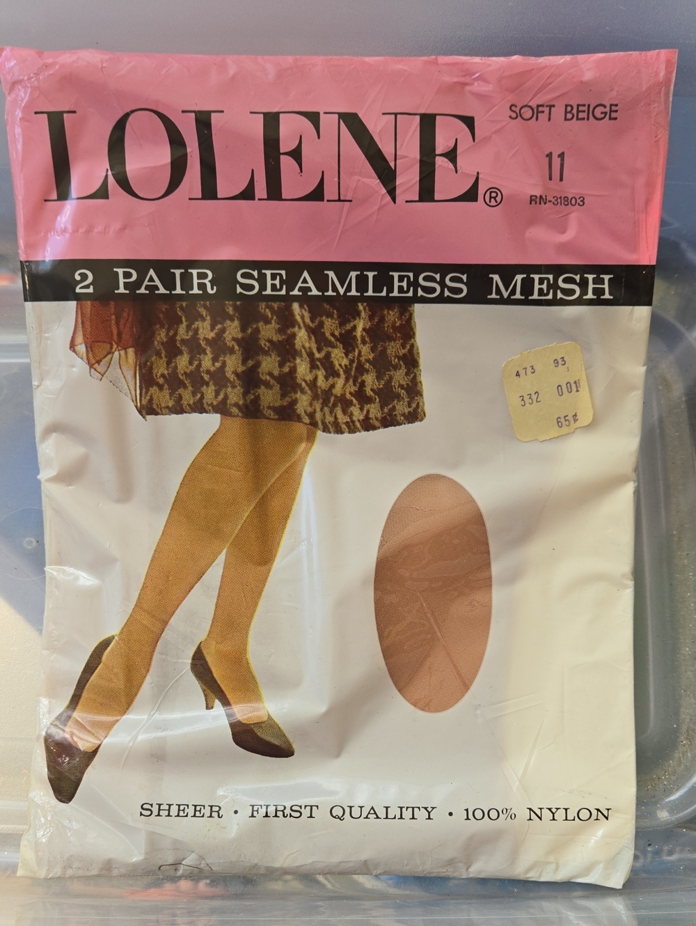 Lolene Seamless Mesh Sheer Nylon Hosiery - Soft Beige